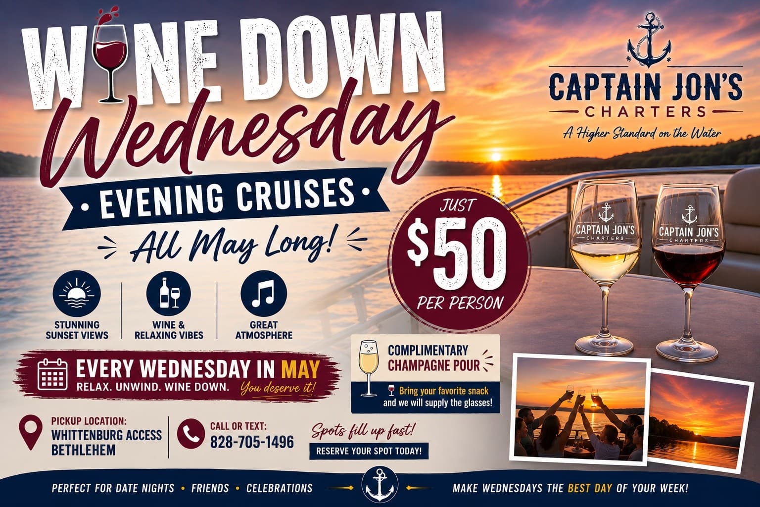 Wine Down Wednesdays: Sunset Wine Cruises on Lake Hickory