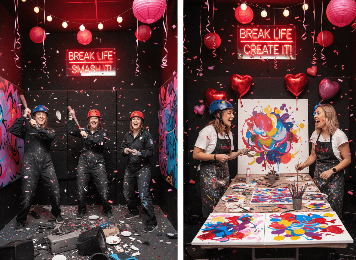 Galentine’s Day Experiences in Houston: Smash, Paint, and Celebrate at Break Life photo 1