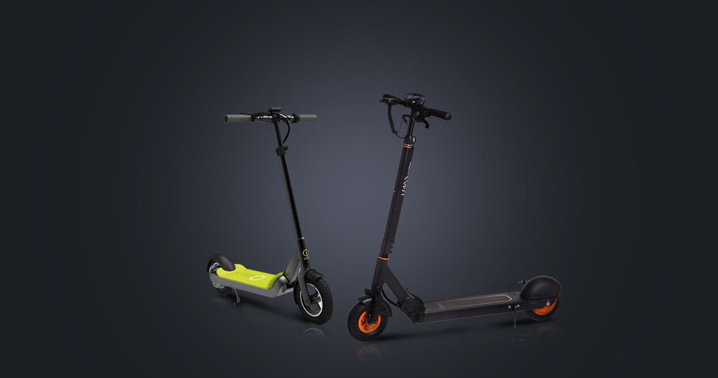 Electric scooters studio shot for urban commute and micro-mobility