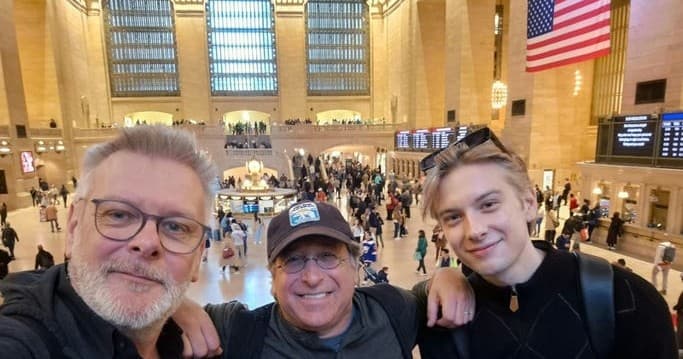 Selfie inside Grand Central Terminal crowd during city walking tour