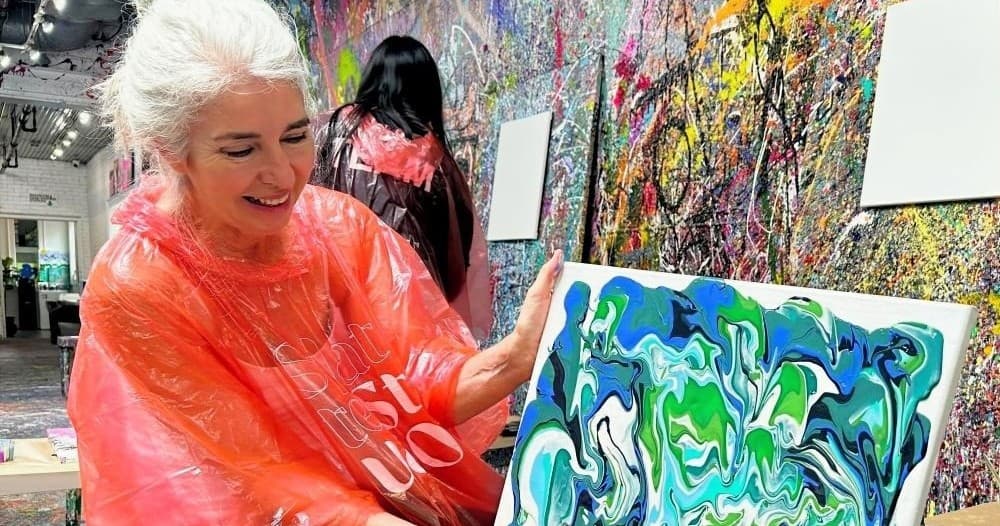 Mom's Family Canvas: Shared Acrylic-Pour Experience in Sandy Springs