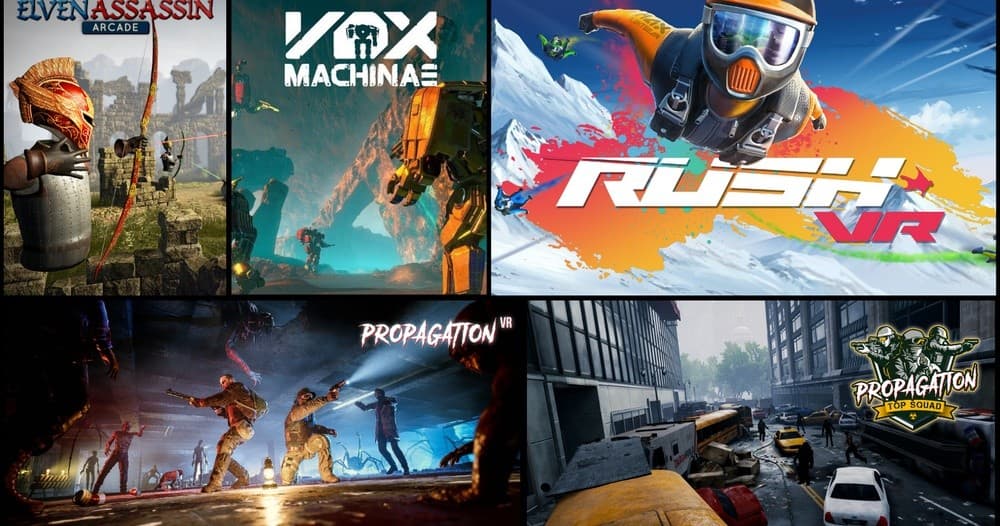Video game montage of racing and VR action scenes