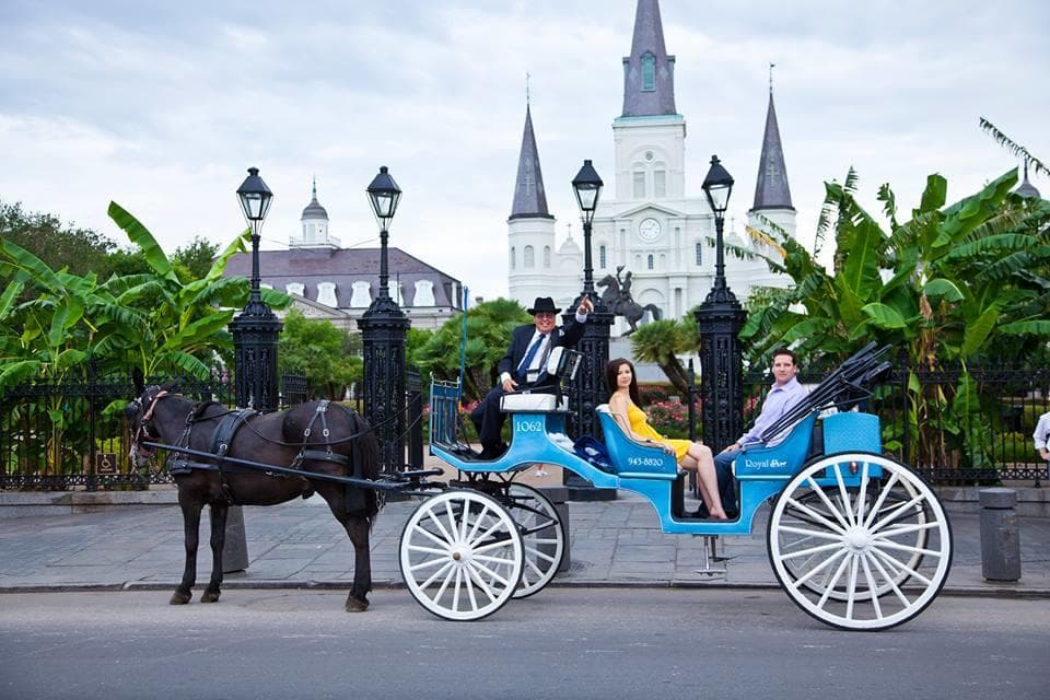 Horse-drawn carriage in front of St. Louis Cathedral, New Orleans