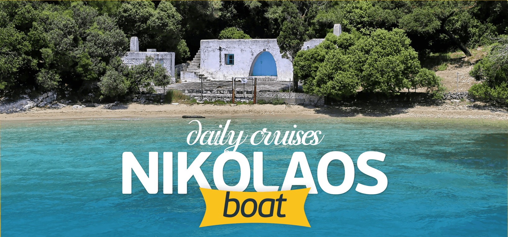 Small seaside chapel on coastal boat tour through secluded bay