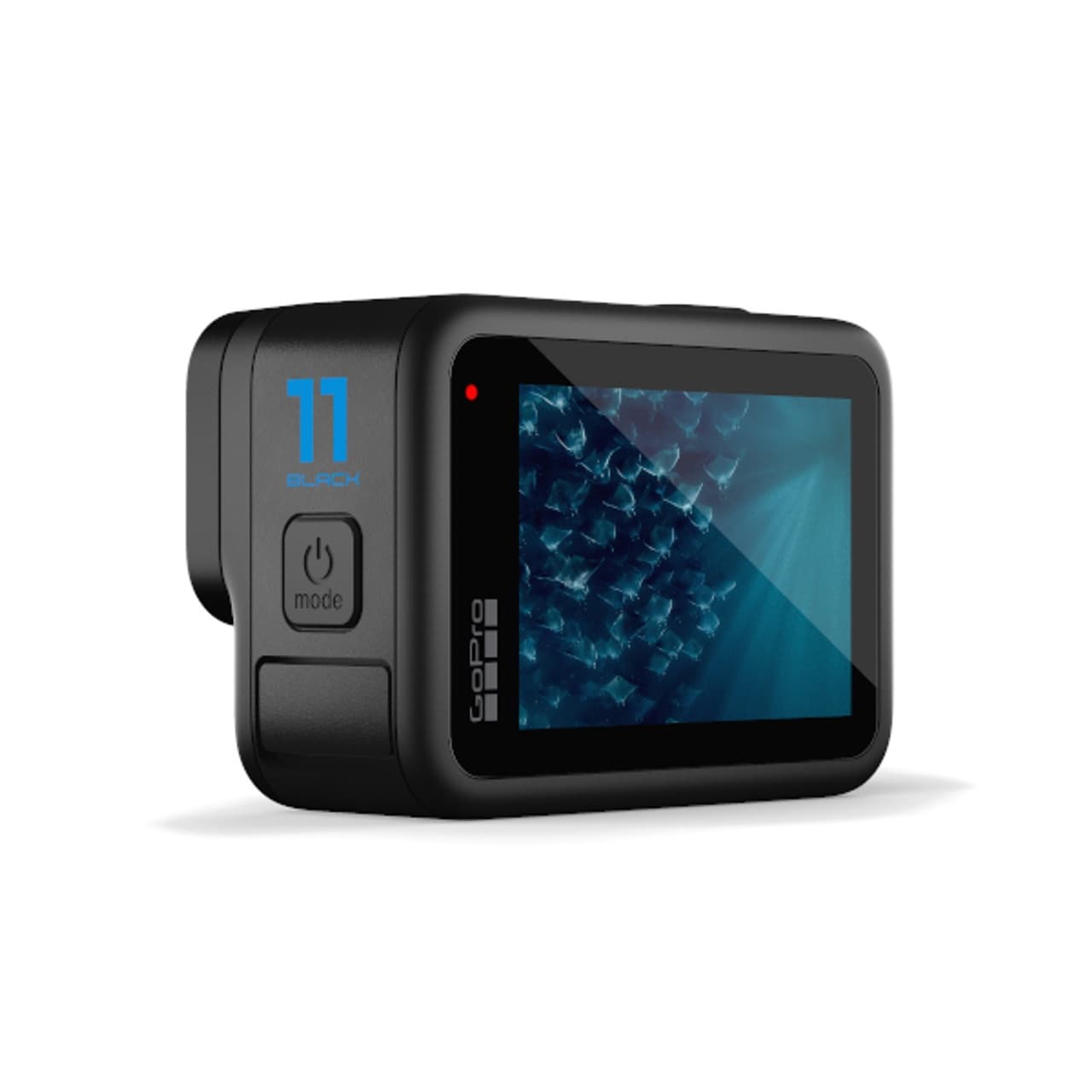 Action camera on white background for filming canyoning adventures