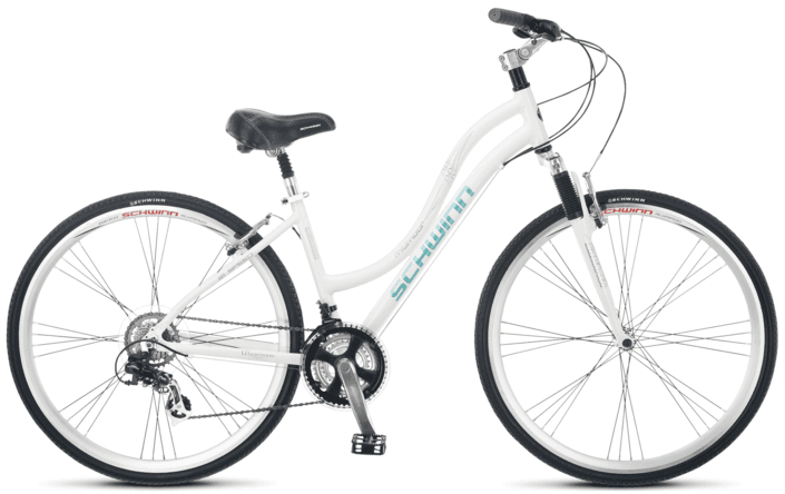 White hybrid commuter bicycle studio product shot no scenery
