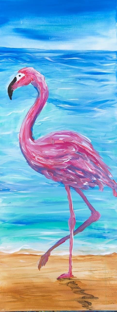 Paint Big in Woodbury: Flamingo 12x24 Canvas Workshop for Bold Strokes