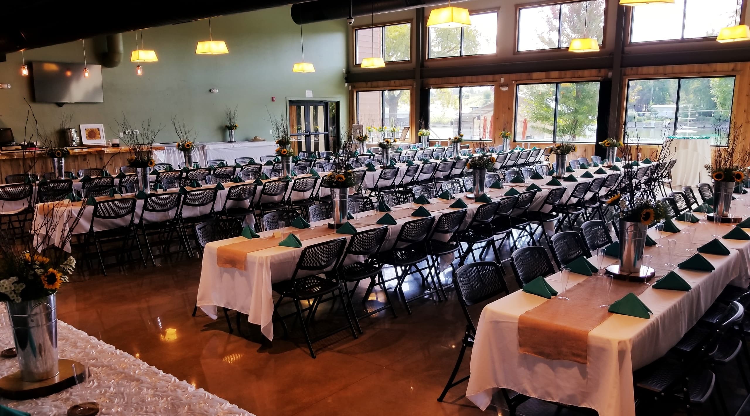 Indoor banquet dining setup at Anchor Bar & Grill event hall