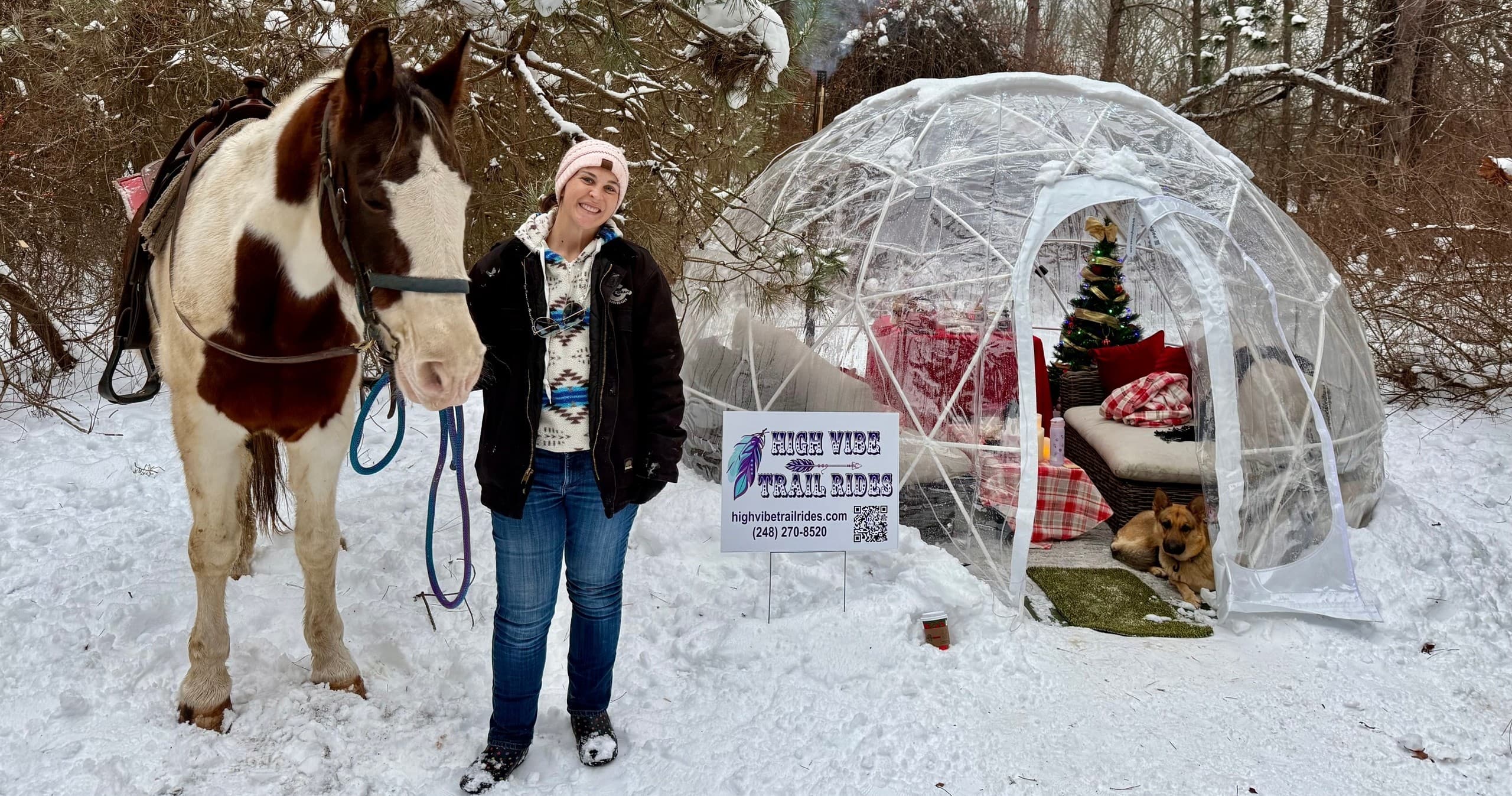 Winter Igloo & Hot Cocoa Ride in Milford: Horseback Trails and Heated Igloos