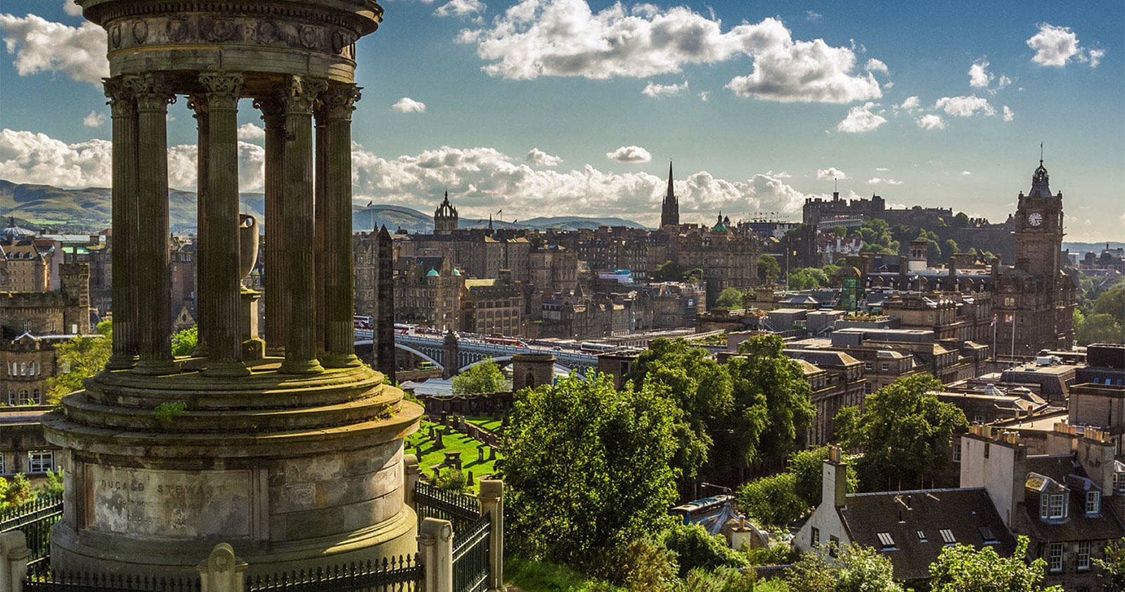 Scenic Edinburgh skyline from Calton Hill ideal for city walking tours