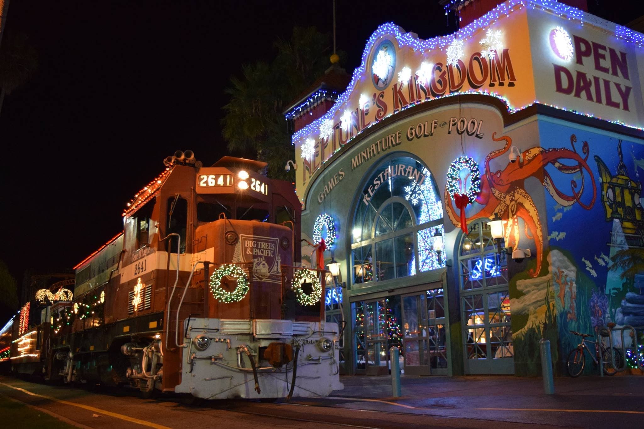 New Years Holiday Lights Train in Santa Cruz, CA