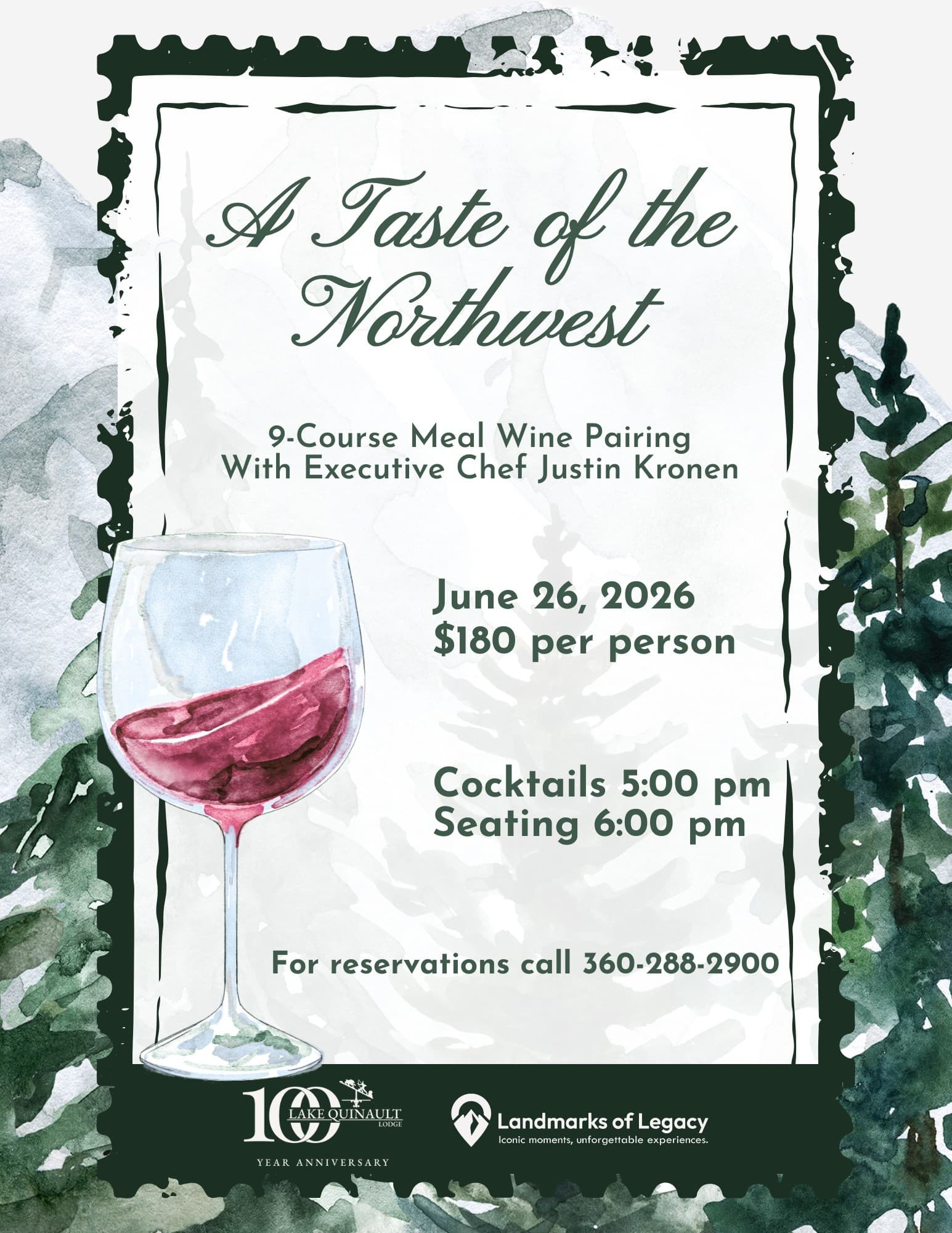 A Taste of the Northwest: 9-Course Wine-Paired Dinner at Lake Quinault Lodge