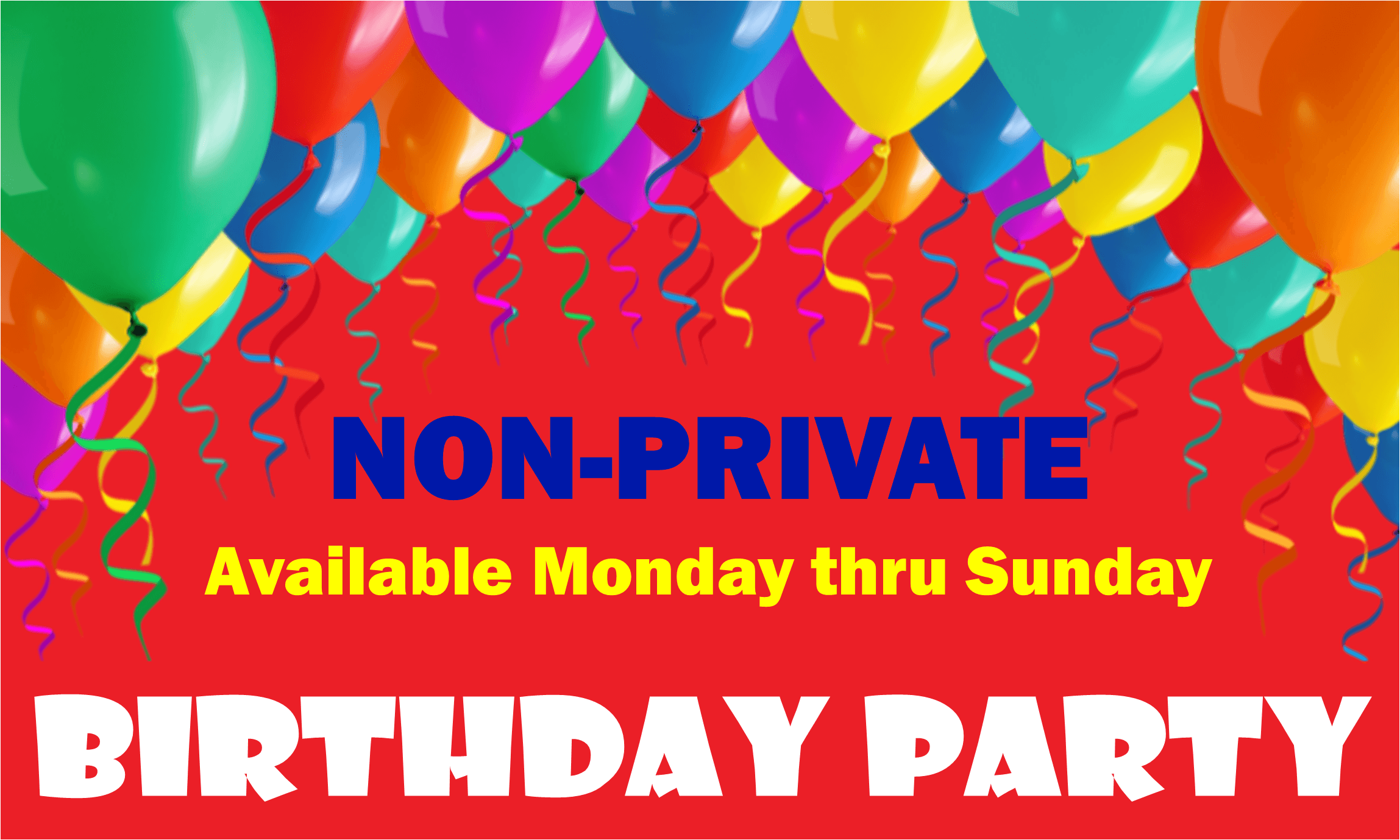 Colorful birthday party balloons and streamers for indoor events