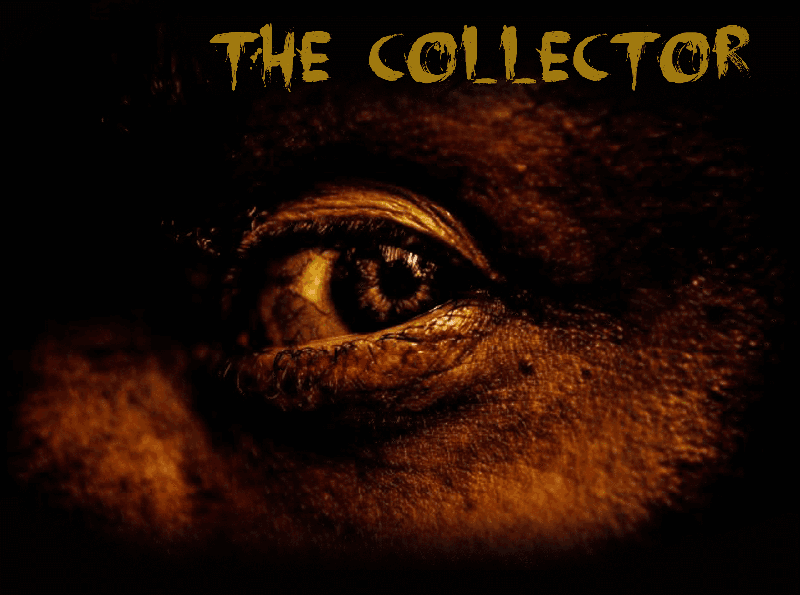 Closeup eye art for horror escape experience, dark indoor portrait