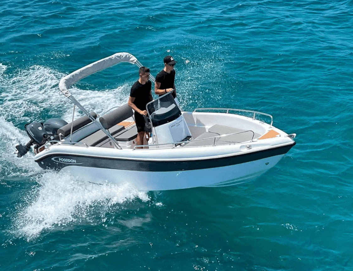 Pilot Your Own Aegean Day: Hire the Poseidon Blue Water 170 from Mojo Water Sports in Platanias