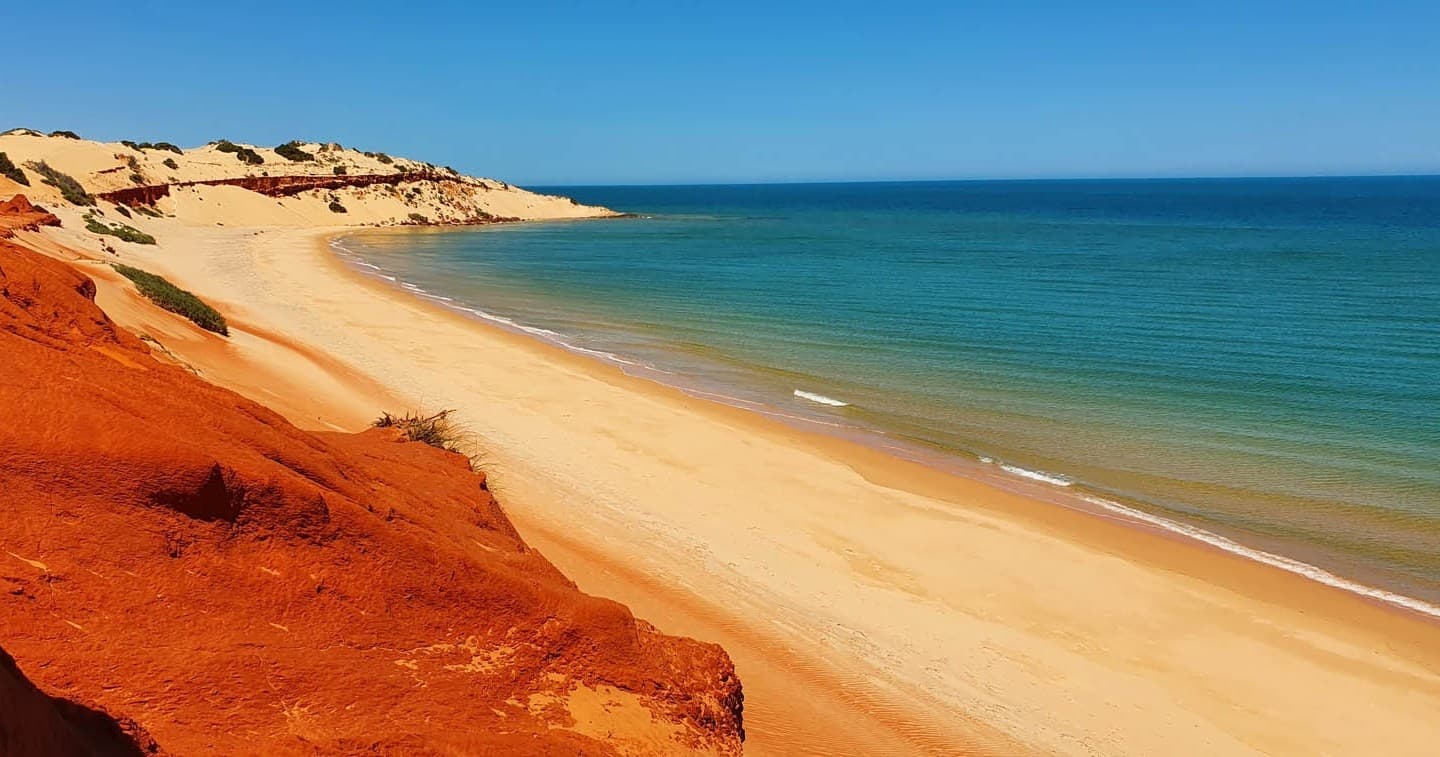 Scenic red-cliff beach along Shark Bay coastline