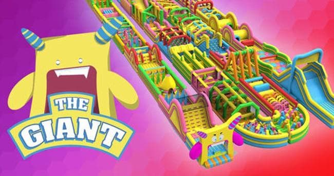 Illustrated giant inflatable obstacle course promotional art