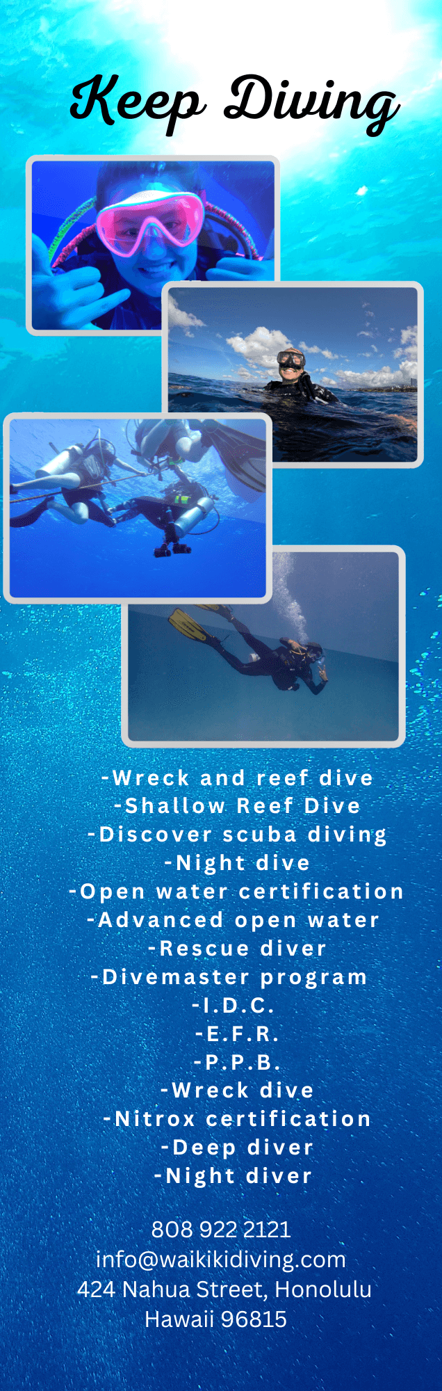 Dive Certifications in Honolulu, Hawaii at Waikiki Dive Center