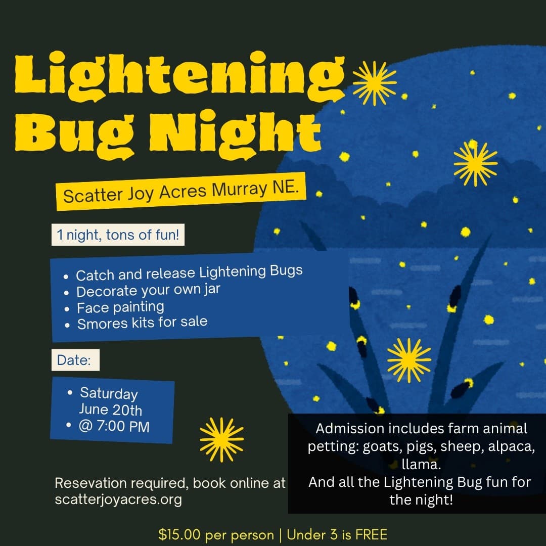 Lightening Bug Night at Scatter Joy Acres — Family Firefly Events Near Murray Nebraska photo 1