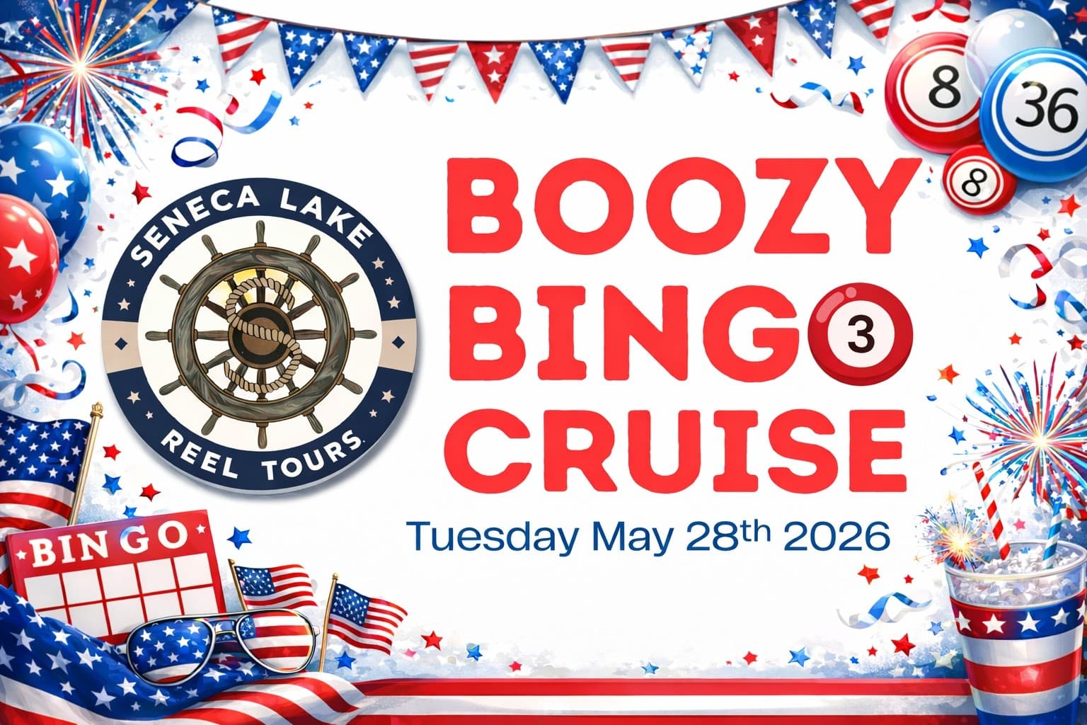 Red, White & Boozy Bingo Cruise on Seneca Lake: Party-Boat Summer Experience photo 1