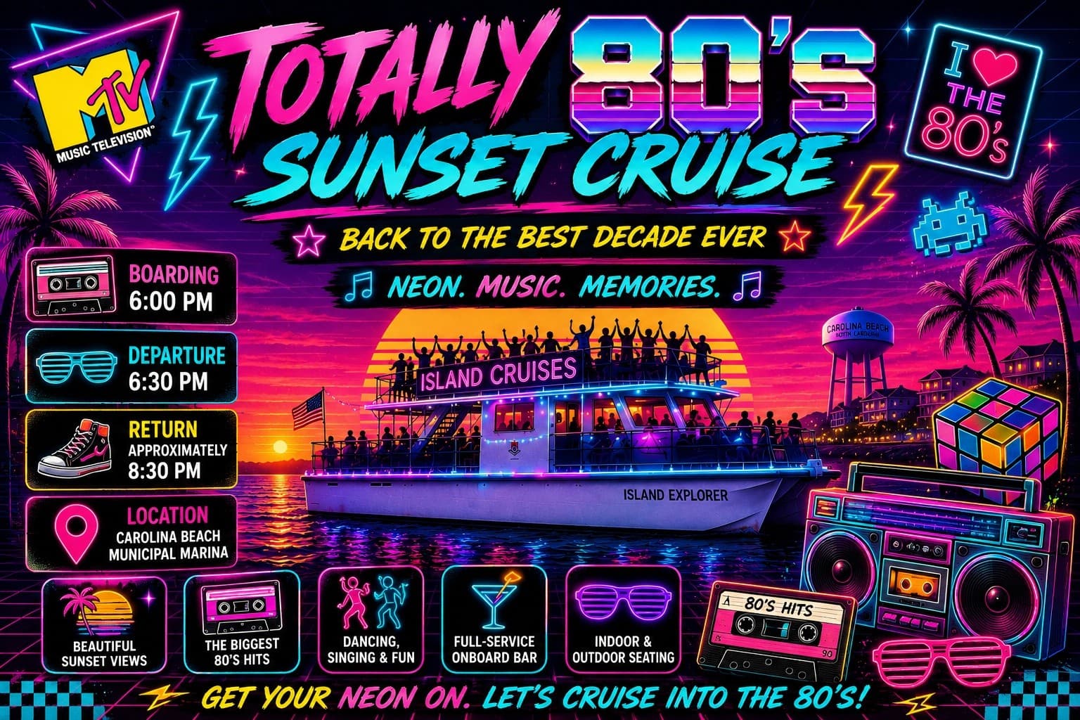 Totally 80's Sunset Cruise on the Cape Fear River