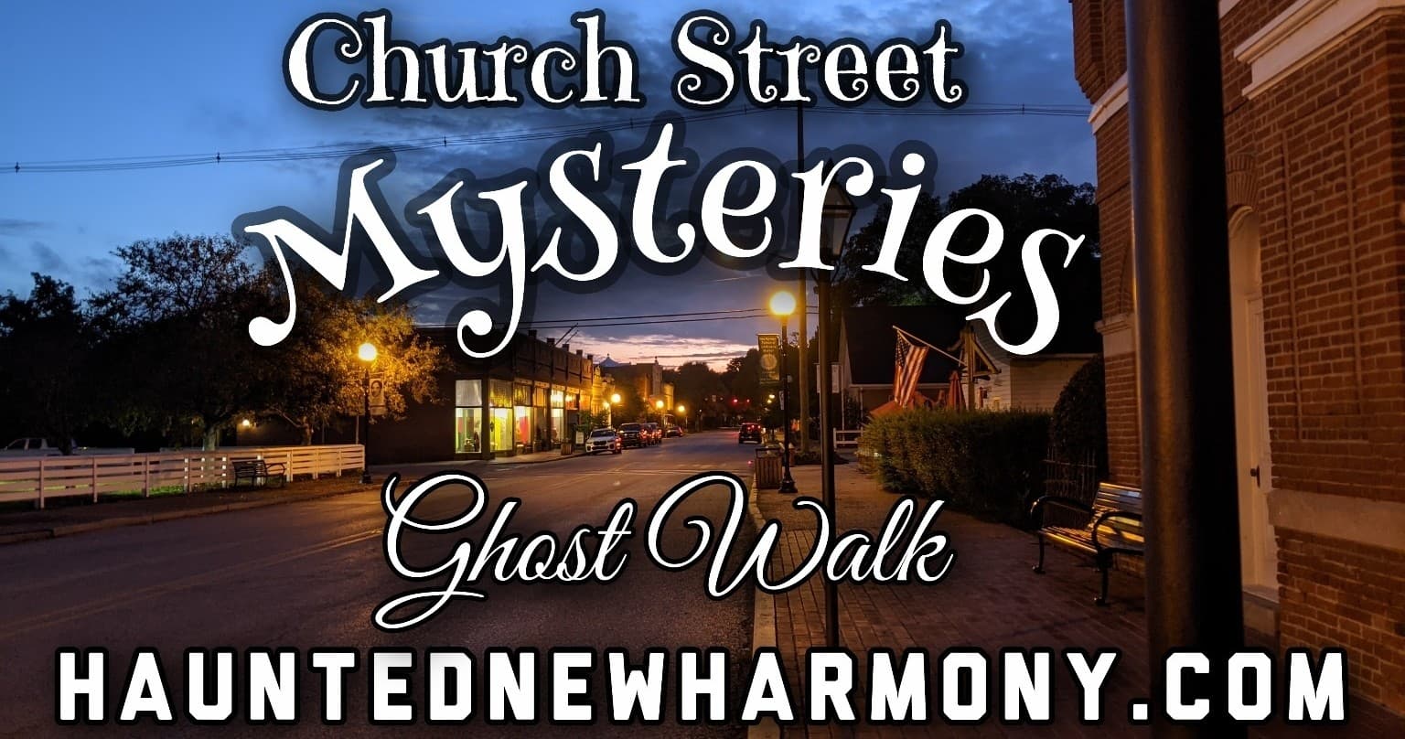 Ghost walk on historic Church Street at twilight, scenic town