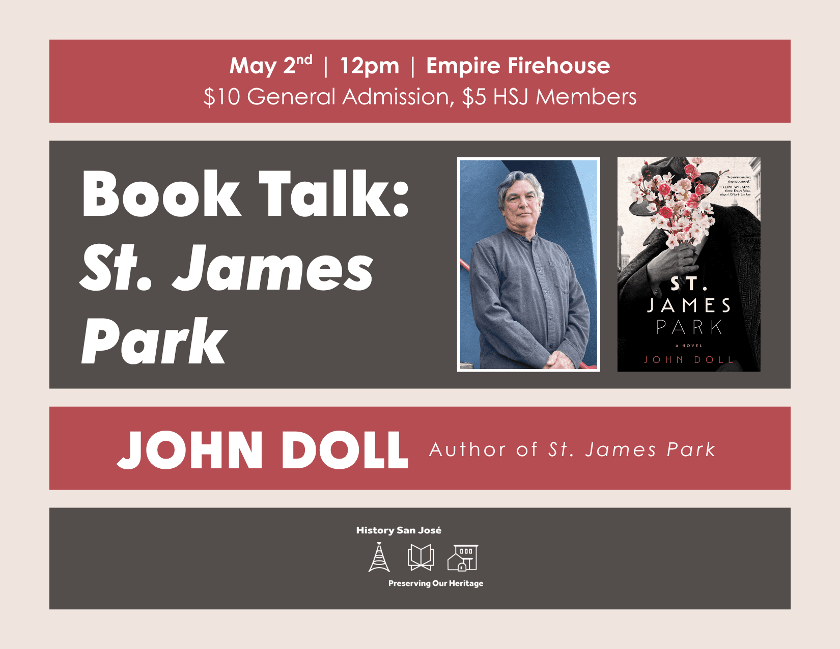St. James Park Book Talk with John Doll: San Jose’s 1933 Noir Revealed