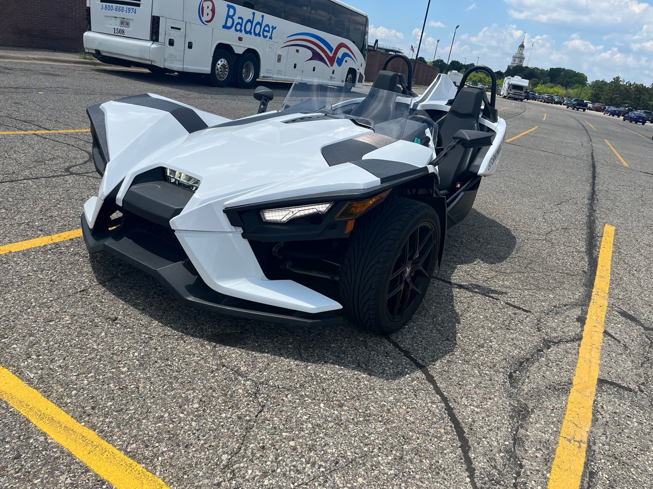 Polaris Slingshot open-air roadster parked in sunny lot