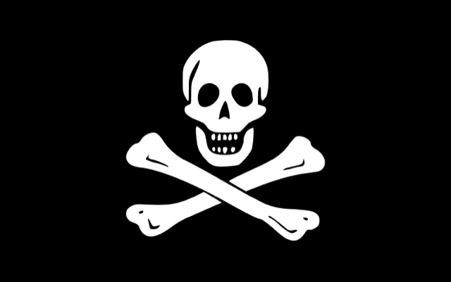 Black Jolly Roger skull-and-crossbones pirate flag emblem