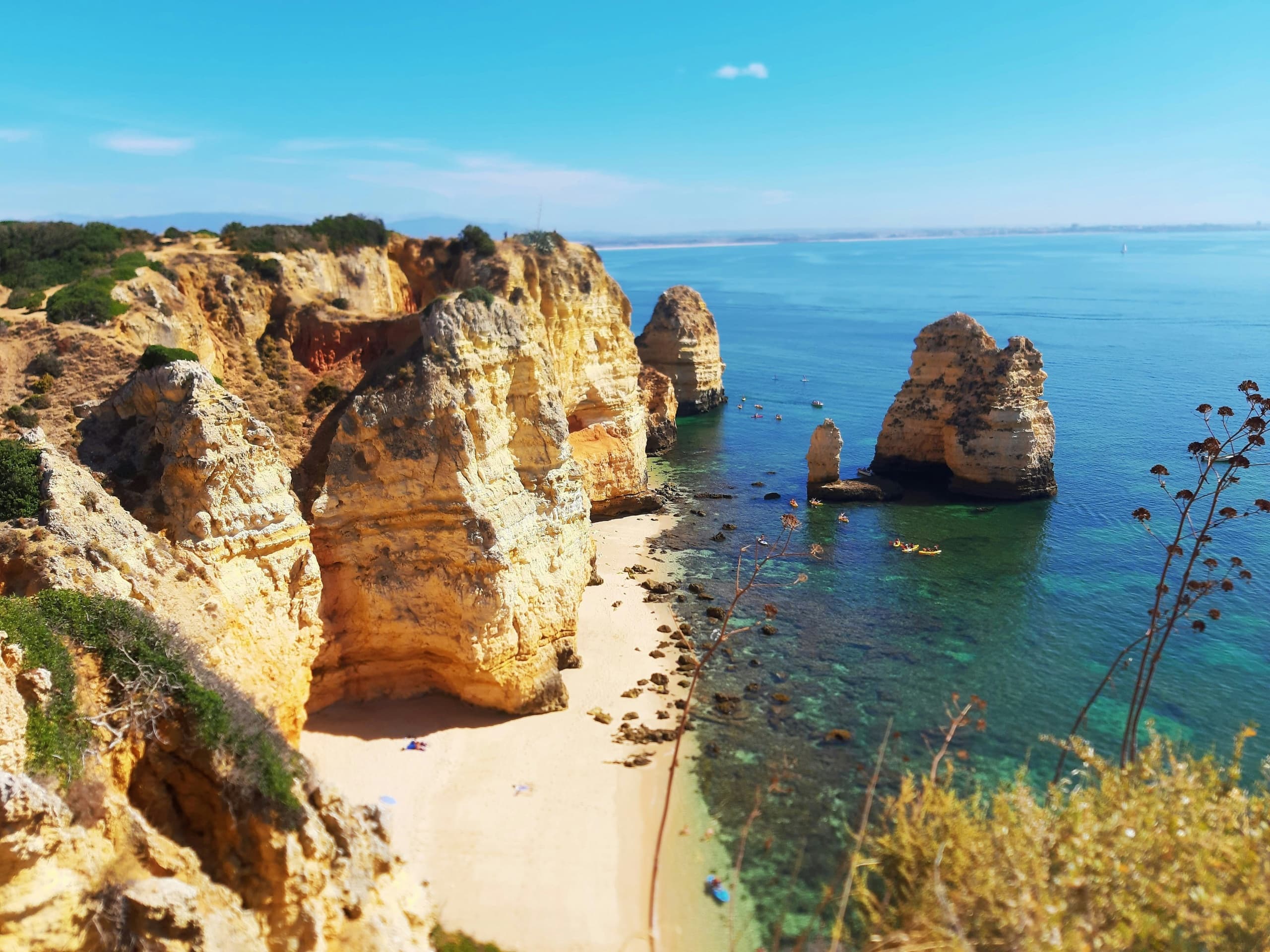 Dramatic coastal cliffs and azure sea perfect for sightseeing