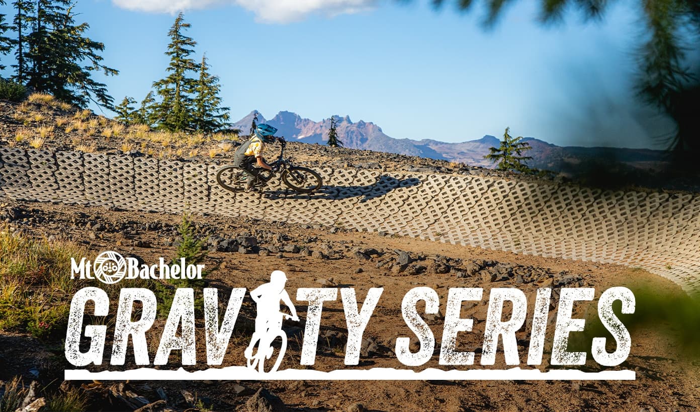 Downhill mountain biking event banner at Mt. Bachelor trails