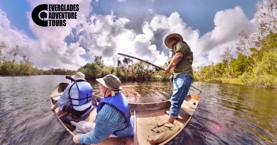 Panoramic Everglades boat tour with guide and paddlers