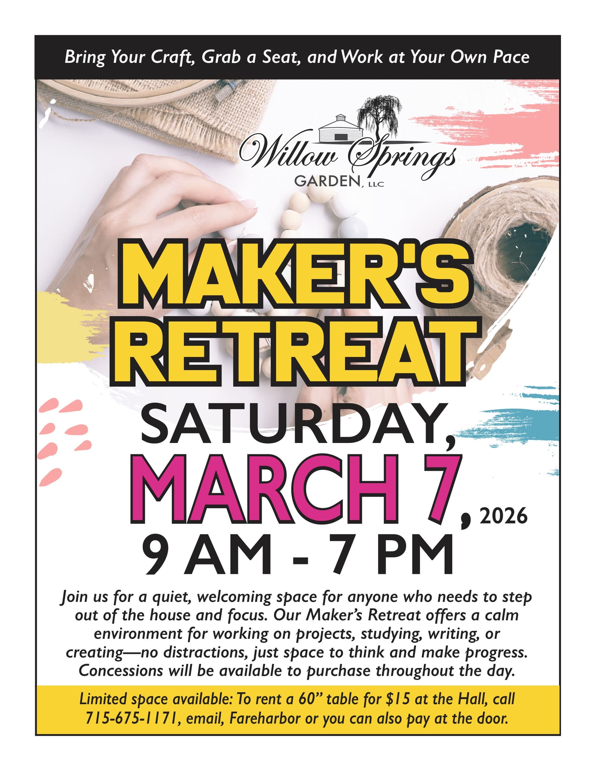 Maker's Retreat in Wausau: Full-Day Creative Workshop at willowspringsgardens photo 1