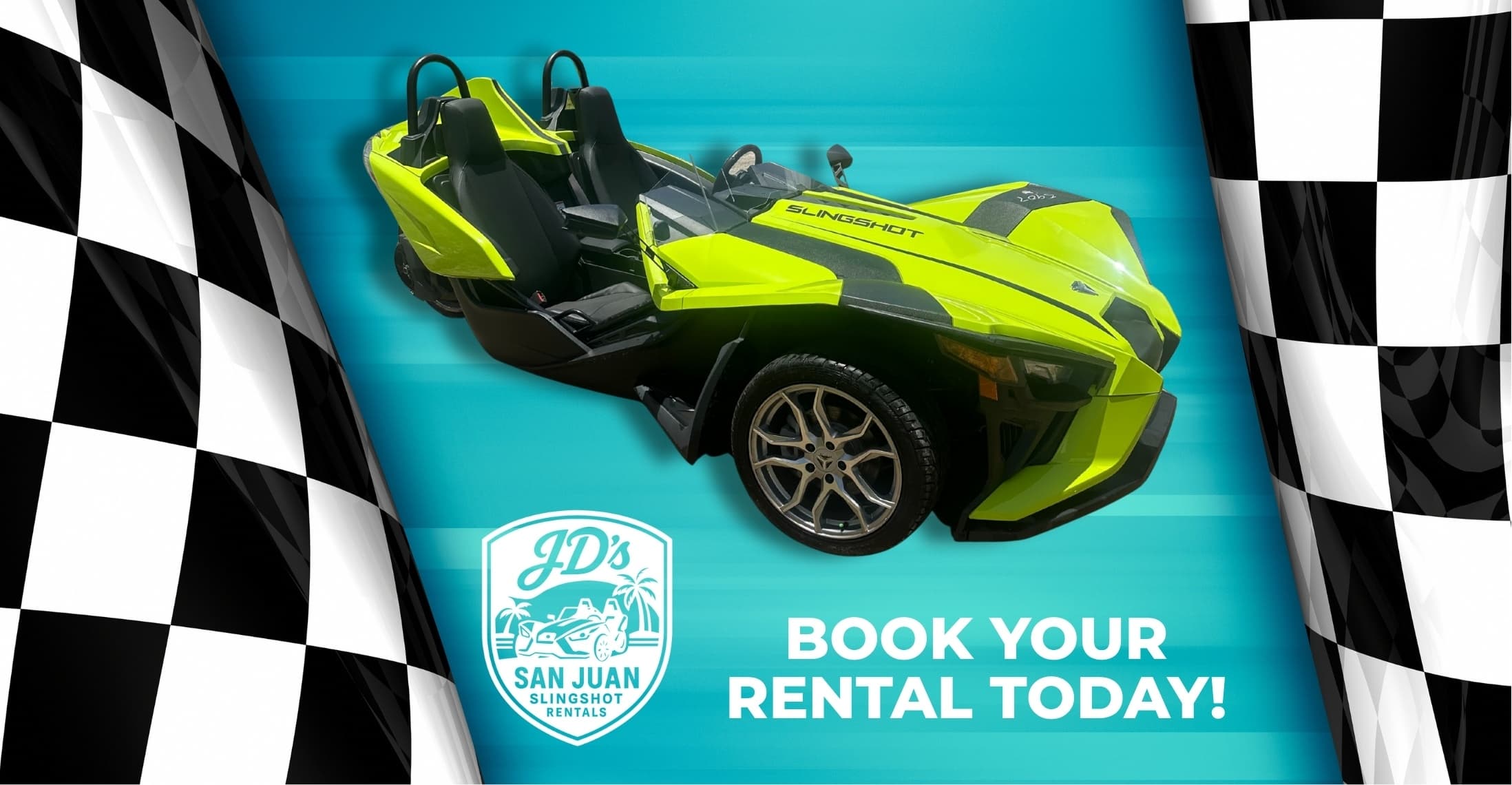 Bright green Slingshot three-wheeler rental, San Juan coastal drives