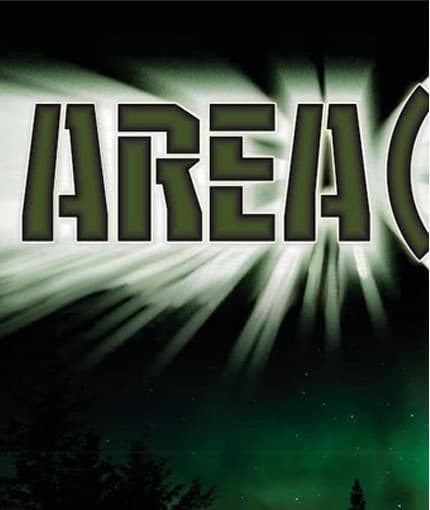 Atmospheric green-lit desert scene, Area 51 sci-fi landscape