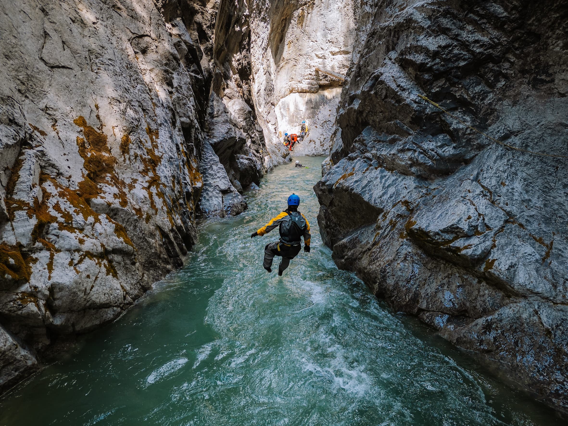 Abraham Lake Canyoning: 30m Rappels, Ziplines & Glacier-Blue Swims photo 2