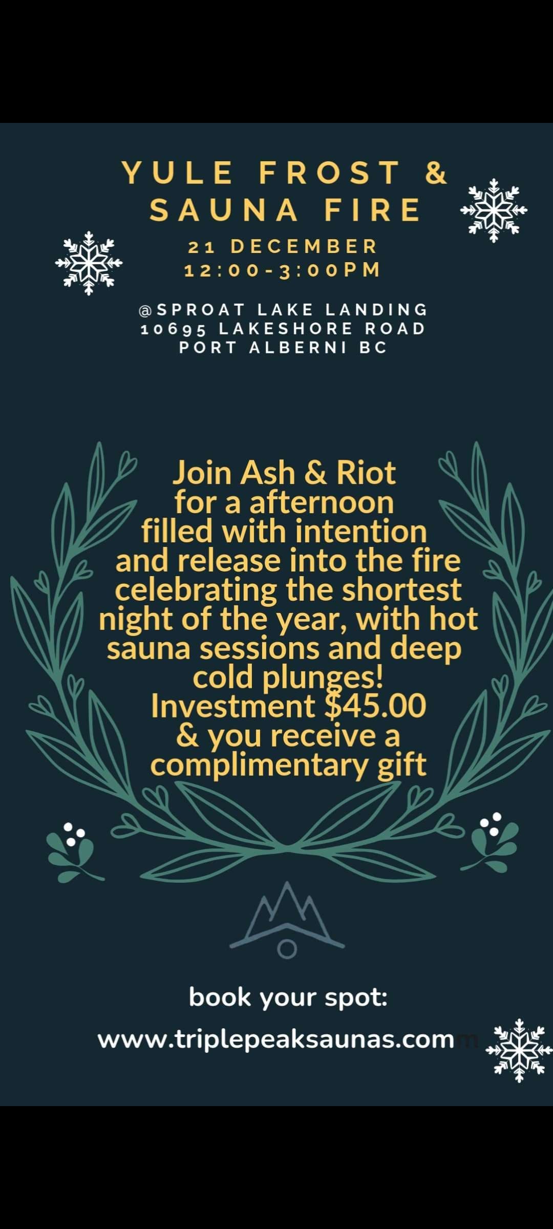 Yule Frost & Sauna Fire: Port Alberni Solstice Sauna Experience photo 2
