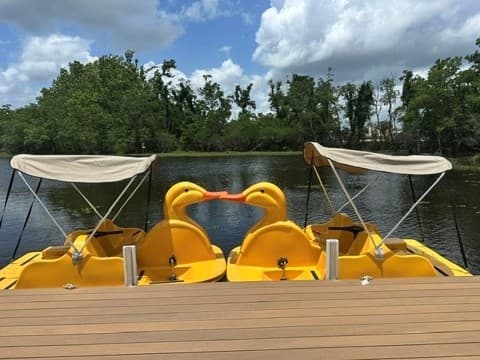 Float a Smile: Electric Yellow Duck Boat on Lake Latigo, West Monroe