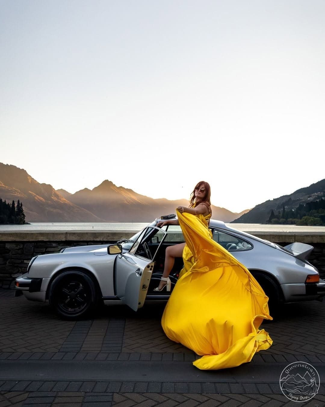 Flying Dress Portraits on Lake Wakatipu - Queenstown Flying Dress Experience