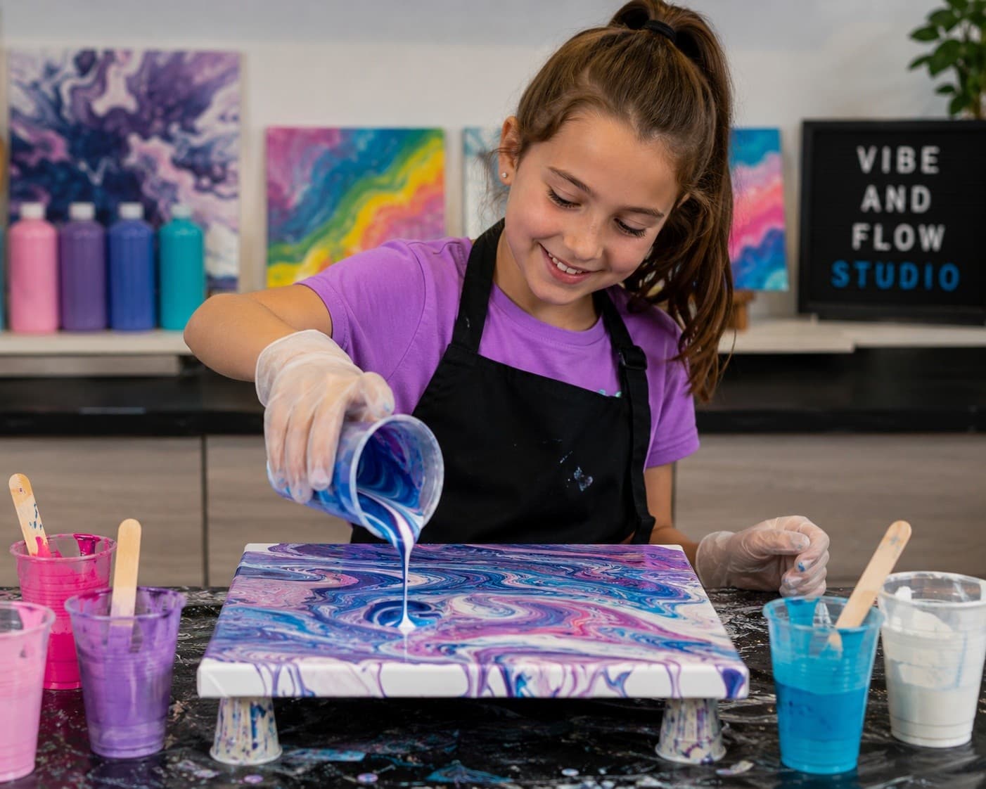 Kids Paint Pouring Night in Marathon, FL — Creative Family Art Class photo 1