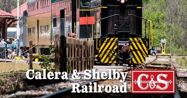 Calera & Shelby Railroad promotional image showing locomotive