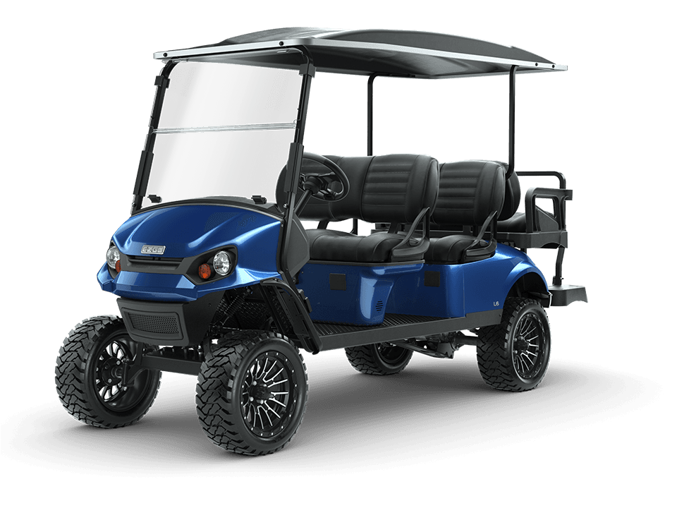 Blue off-road golf cart for outdoor trail rides and excursions