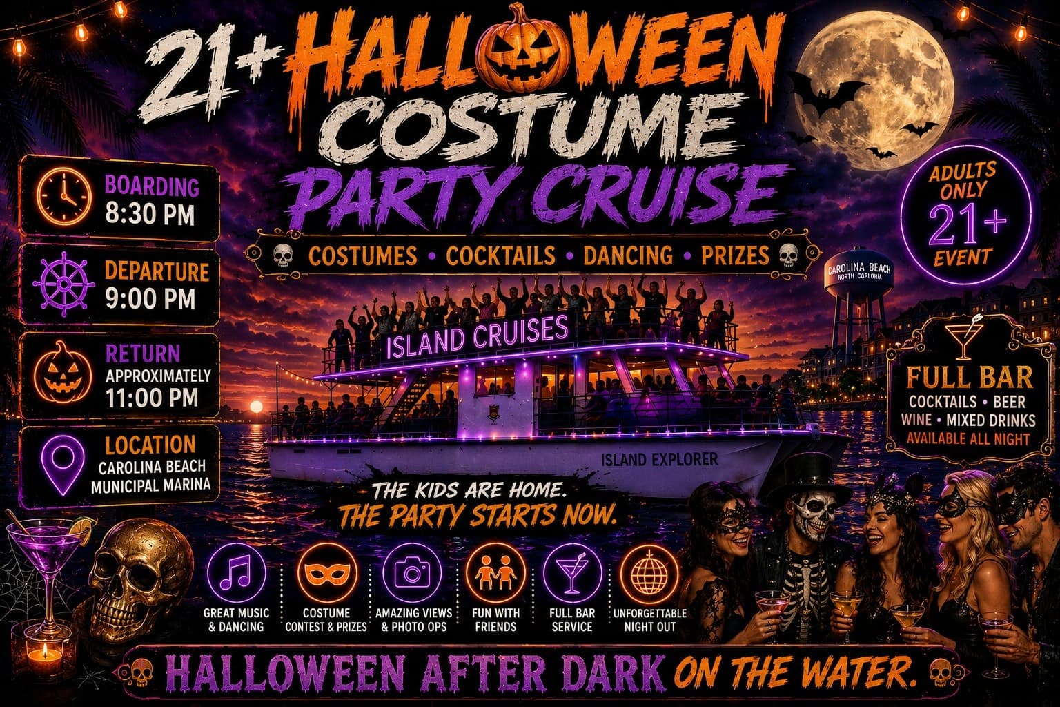 Island Explorer 21+ Halloween Costume Party Cruise in Carolina Beach
