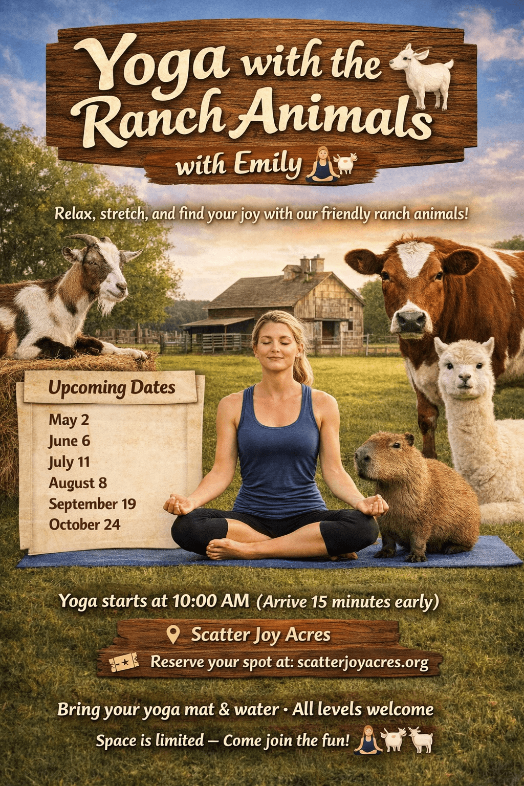 Ranch Animal Yoga at Scatter Joy Acres: Morning Yoga in Murray, Nebraska