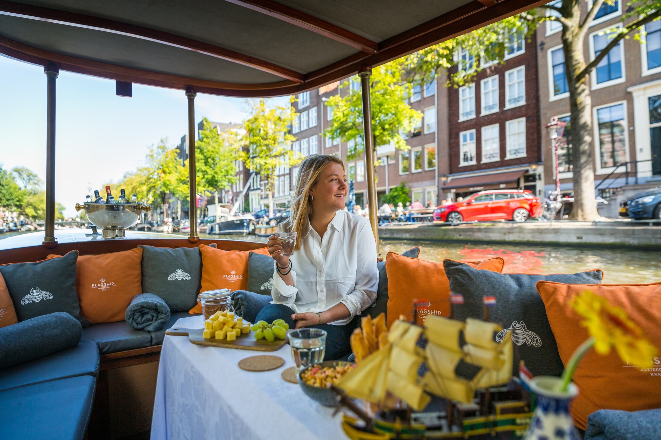 Luxury Canal Cruise with Drinks & Cheese by Flagship Amsterdam
