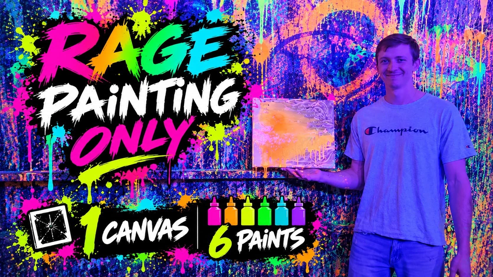 Neon Rage Painting: Blacklight Canvas Experience in Resaca, GA