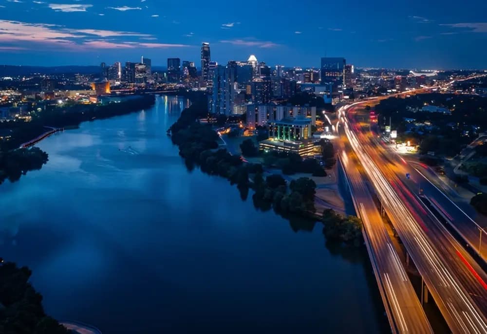 Night Helicopter Flight Over Austin Skyline - Valentines Week photo 4