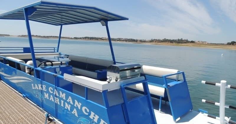 Lake Camanche's Super Deluxe Patio Boat Experience in Valley Springs