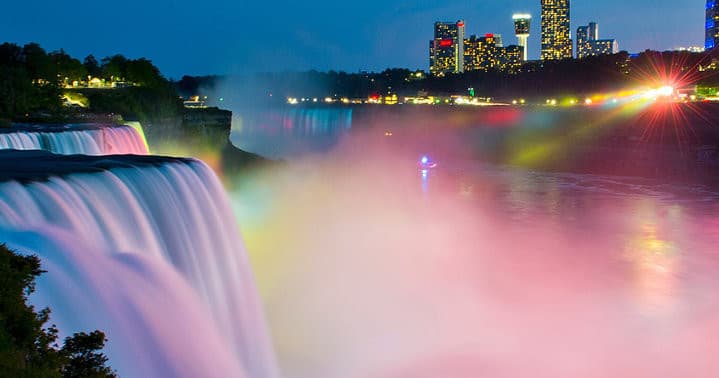Evening Lights at Niagara Falls with Niagara Falls Sightseeing Tours