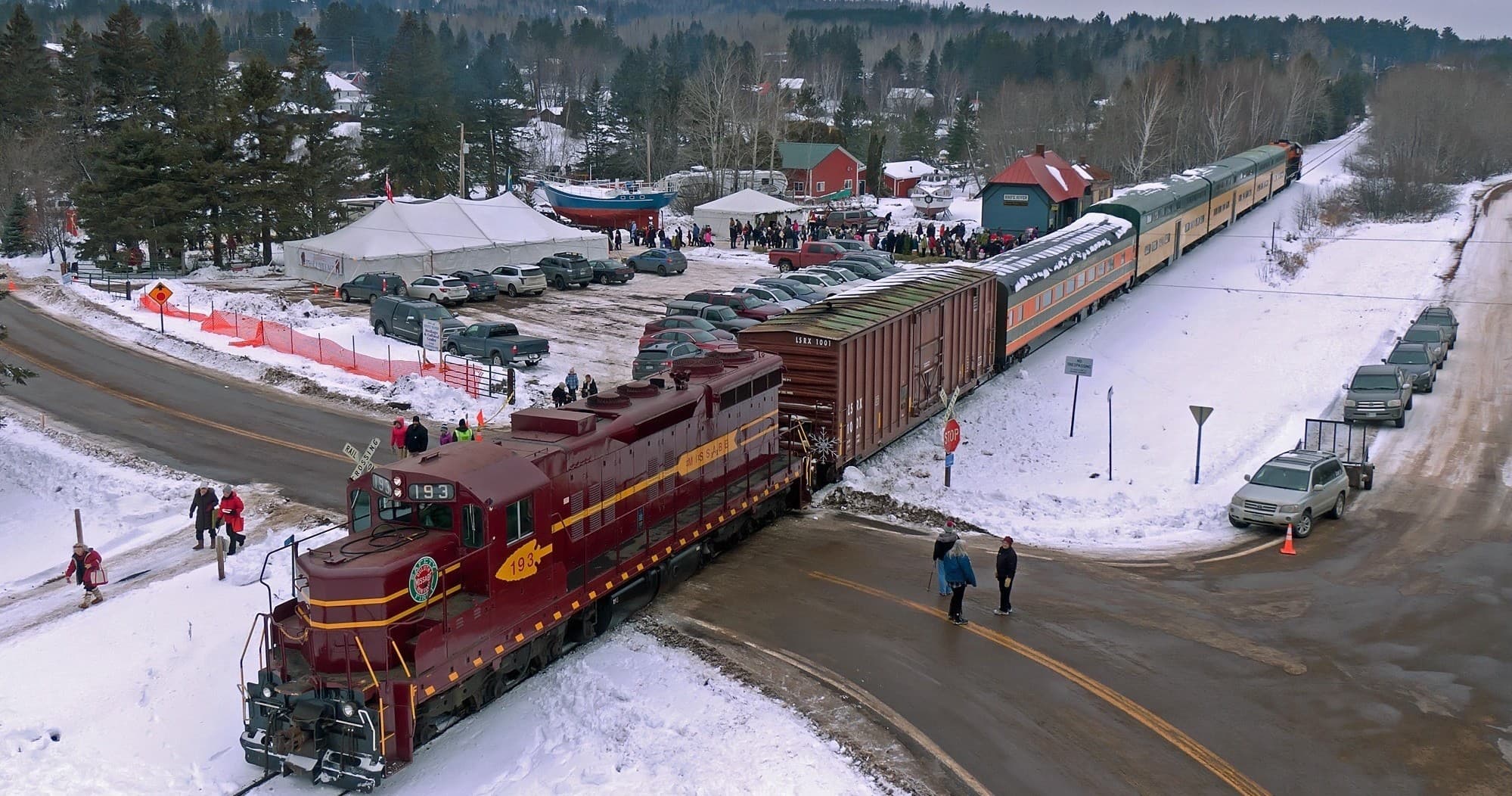 Festive Christmas Tree Train Ride in Duluth, MN